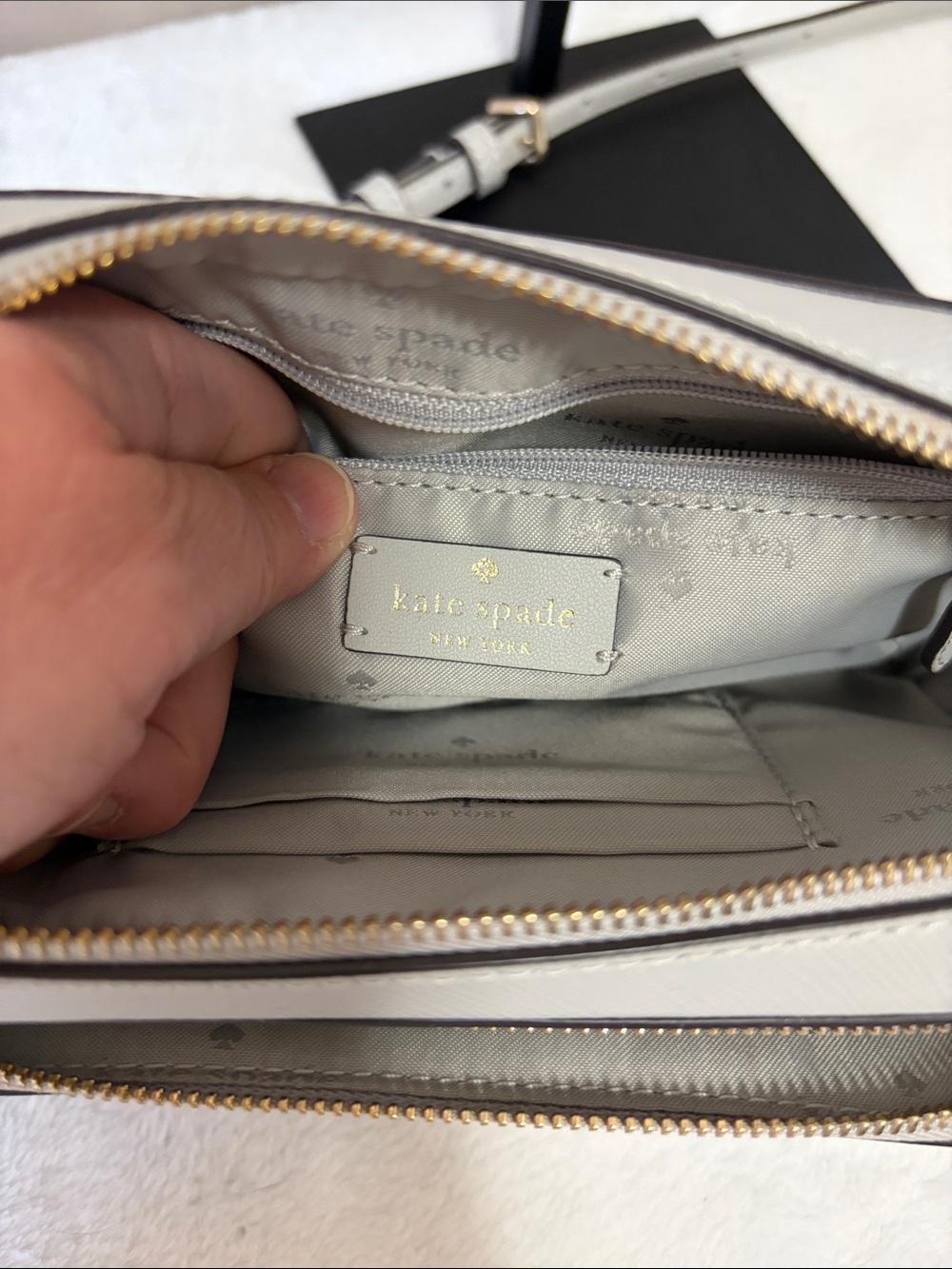 kate spade gray saffiano crossbody camera bag with gold hardware - Picture 7 of 10